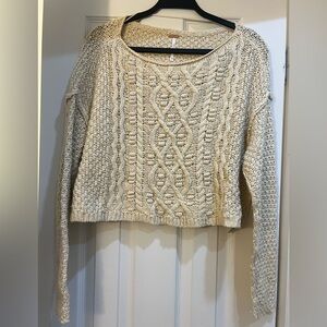 Free People Cropped Cable Knit Sweater